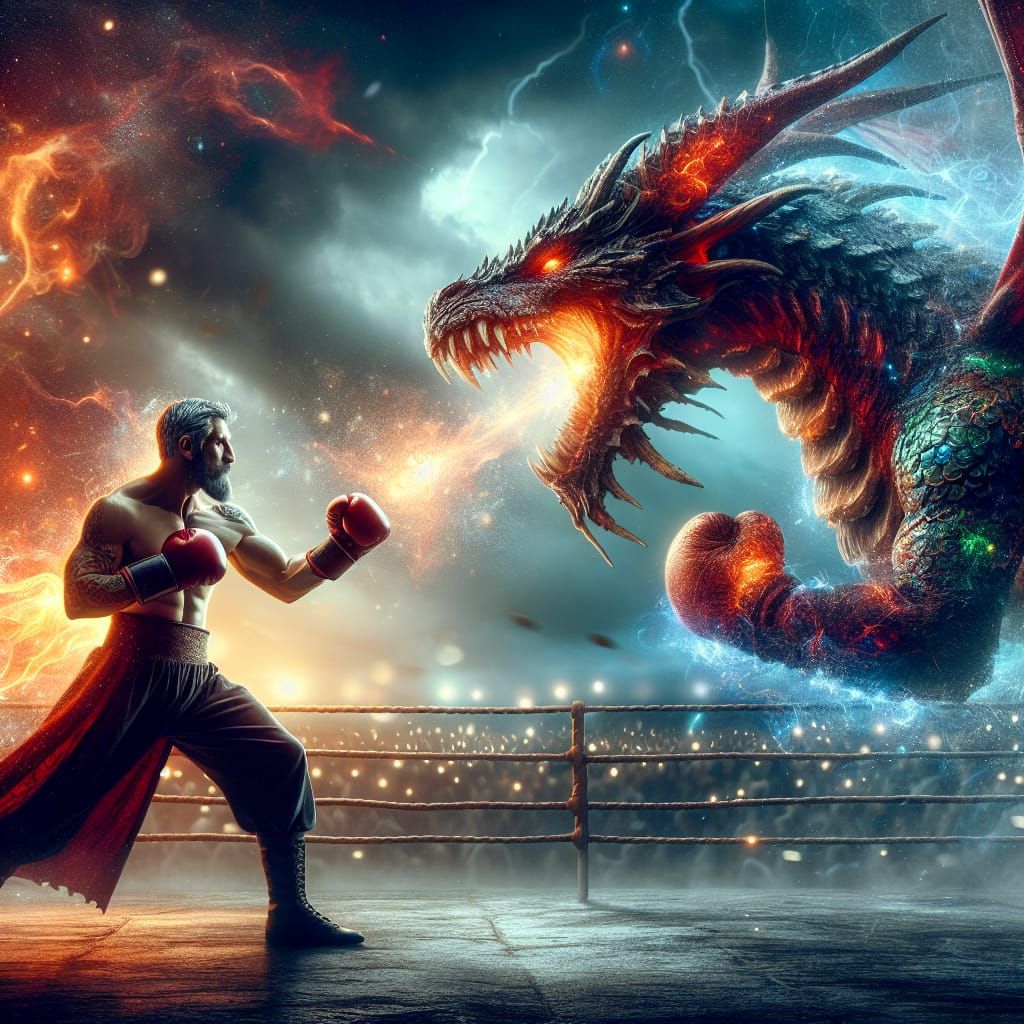 Wizard Boxing Dragon in Fantasy Arena