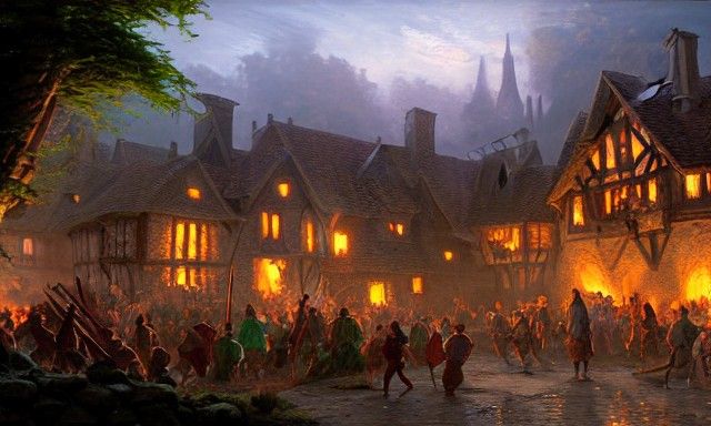 Medieval Villagers Riot: Grim Fantasy Concept Art