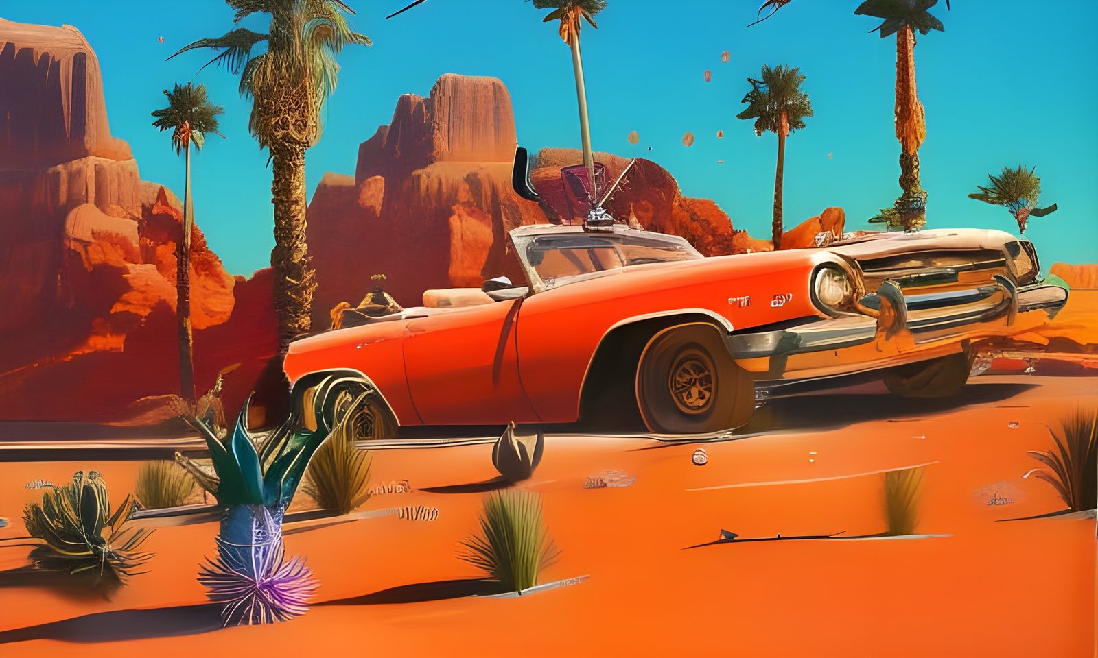 Desert Drive: Las Vegas in a Surreal Style