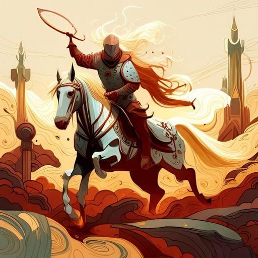Knight on White Stallion: A Heroic Scene