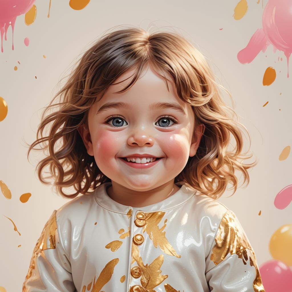 Charming Cartoon Character with Rosy Cheeks