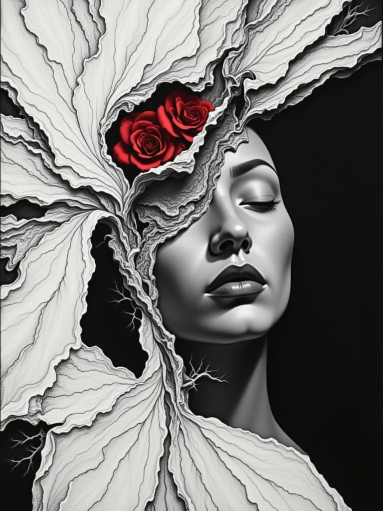 Vibrant Red Roses Against Graphite Grayscale