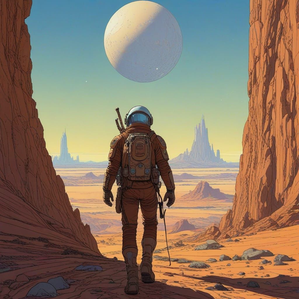 Sci-Fi Explorer-Adventurer in Bold Moebius Style