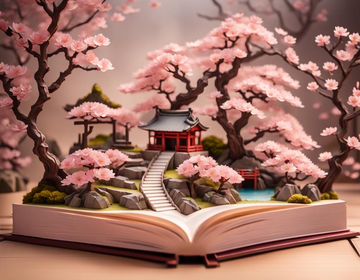 Cherry Blossom Shrine Popup Book: Realistic Alcohol Ink