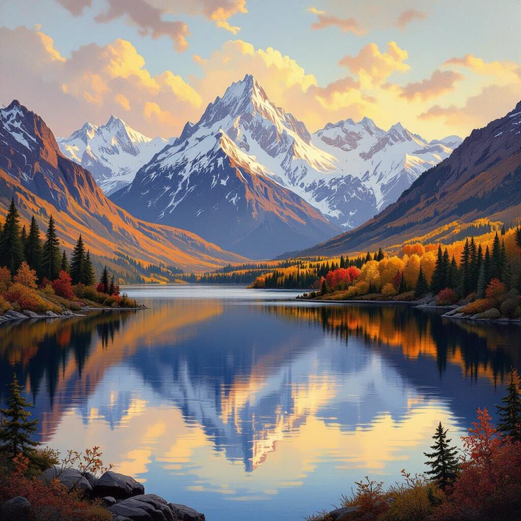 Majestic Mountains Reflected: Hudson River School Style