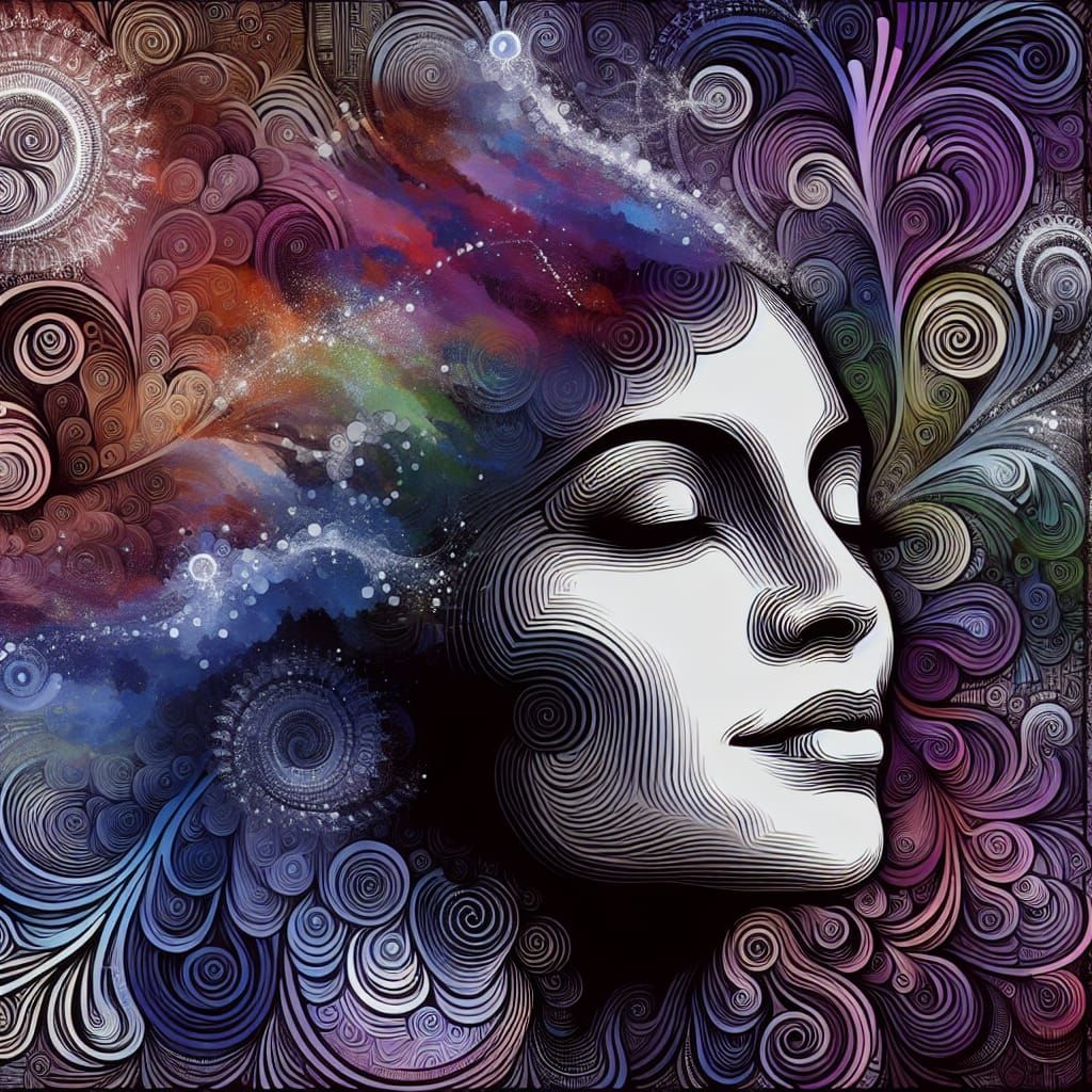 Ethereal Realism: Hispanic Woman in Violet Hues