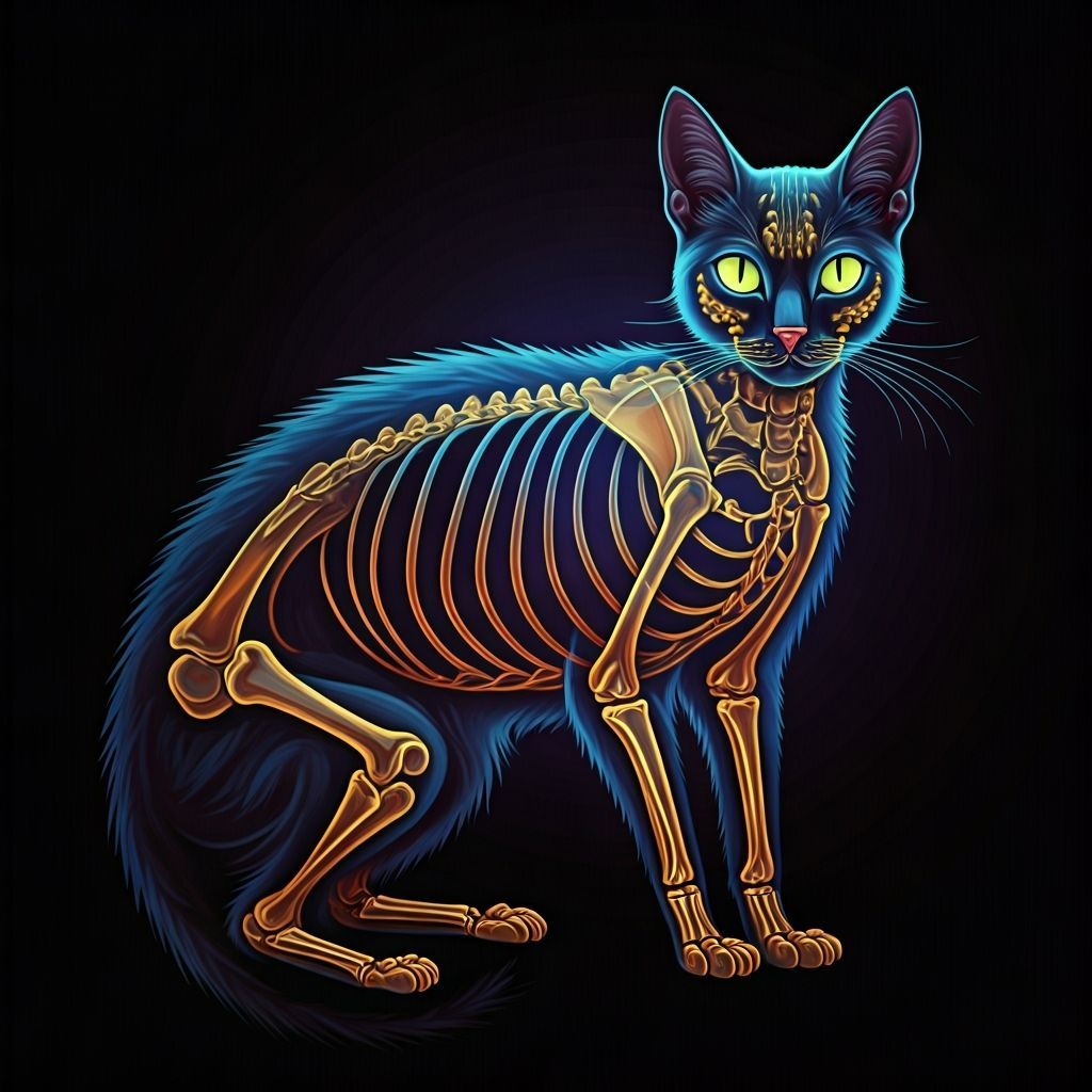 Colorful Glowing X-Ray Vector Cat