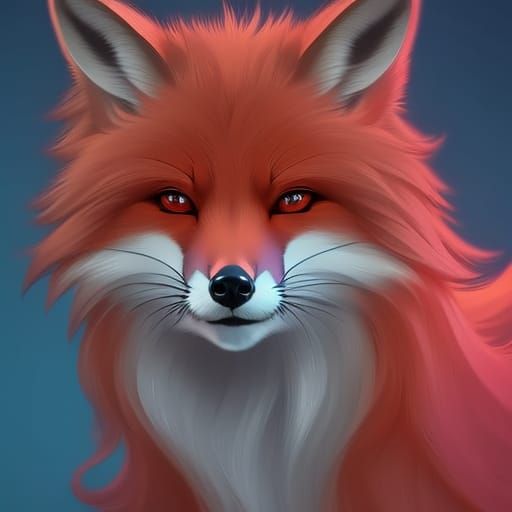 Colorful Fox Portrait: Digital Art Illustration