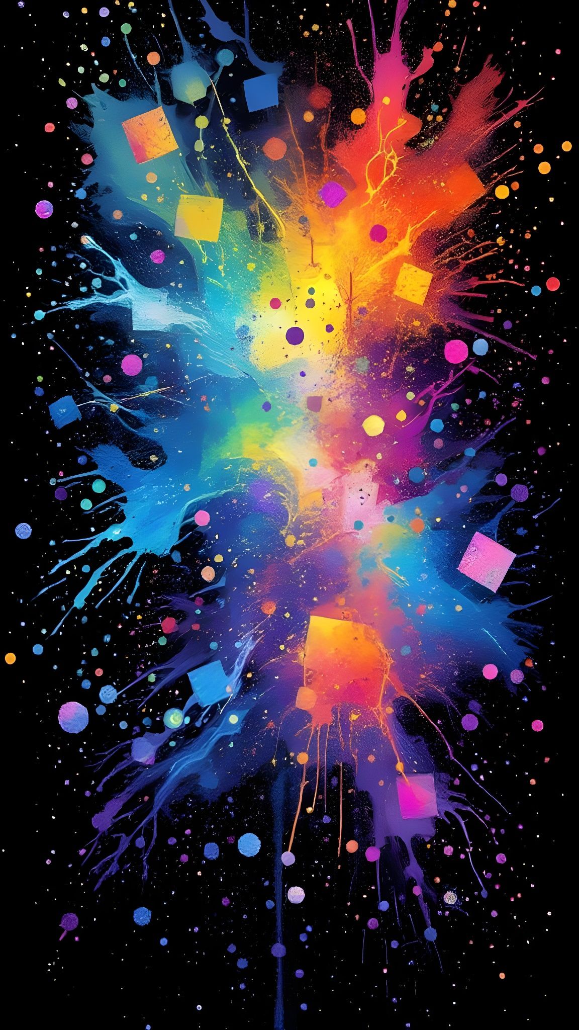 Dynamic Squares with Ink Splatter and Watercolor Effects