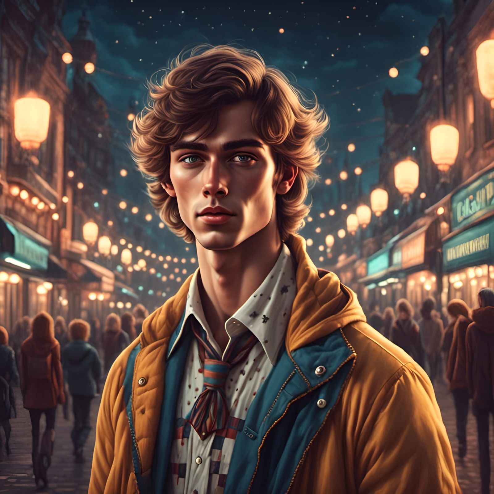 1970s Star on Moonlit Promenade Portrait