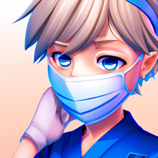 Cute Surgical Nurse in Anime Style Illustration