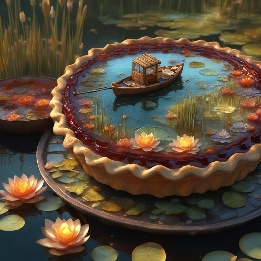 Macro Pie with Fisherman in Graffiti Art Style