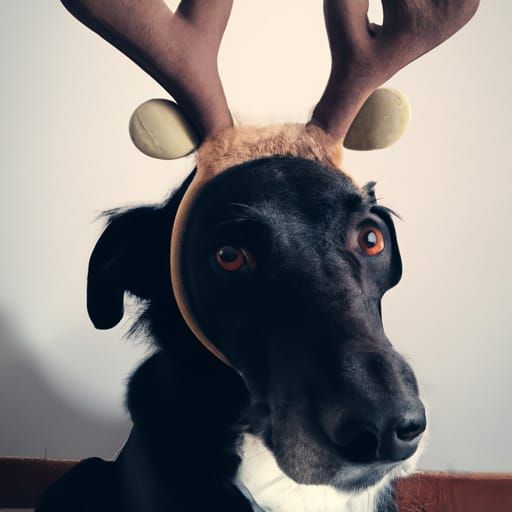 Dog with Deer Antlers