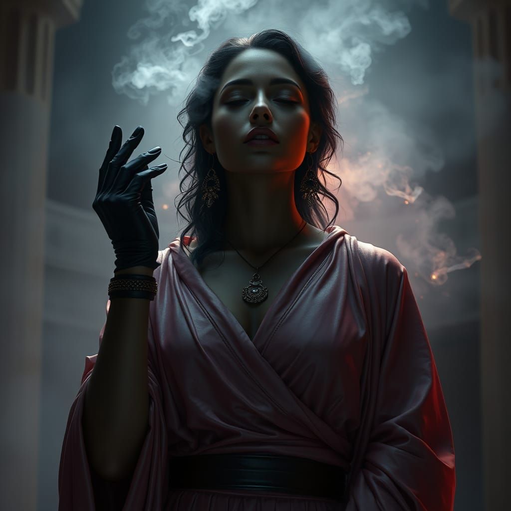 Black Oracle at Delphi in Ethereal Light