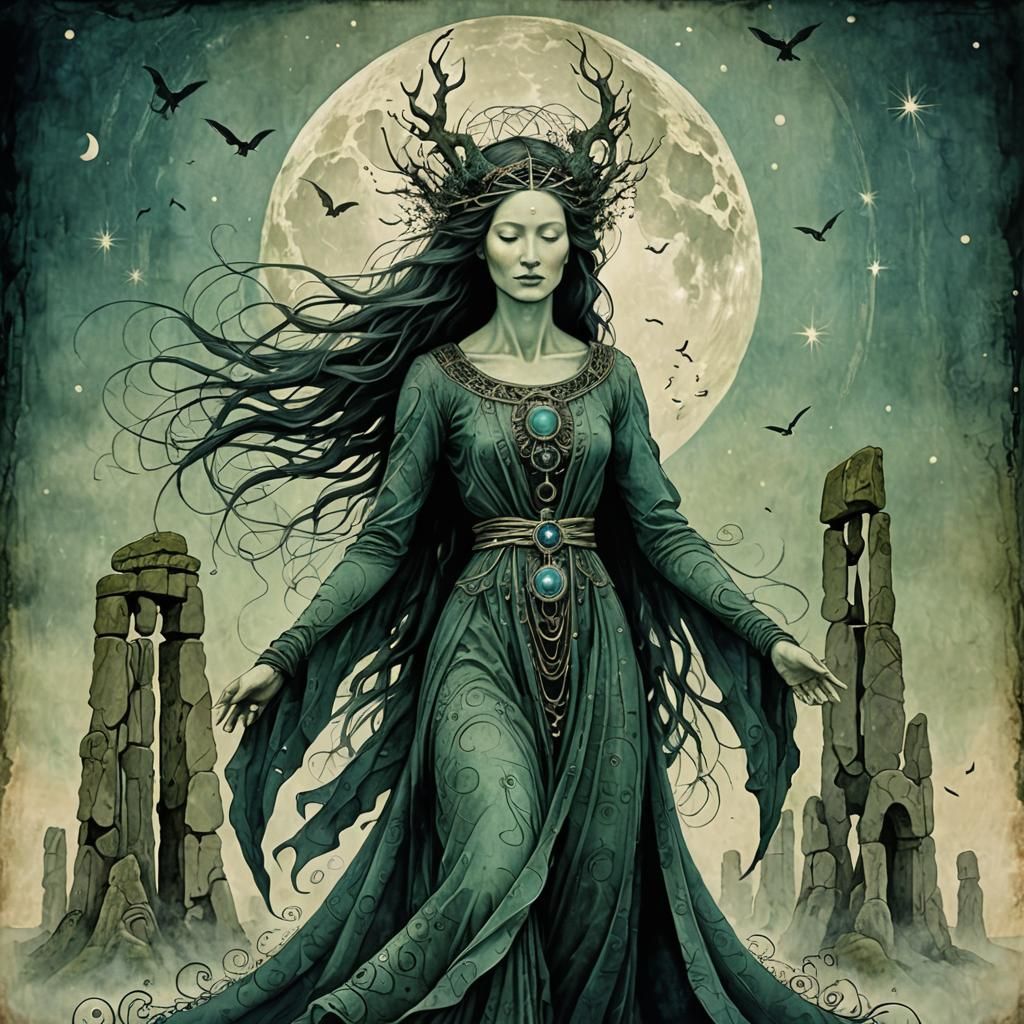 Ethereal Banshee at Stonehenge in Welz-Stein Style