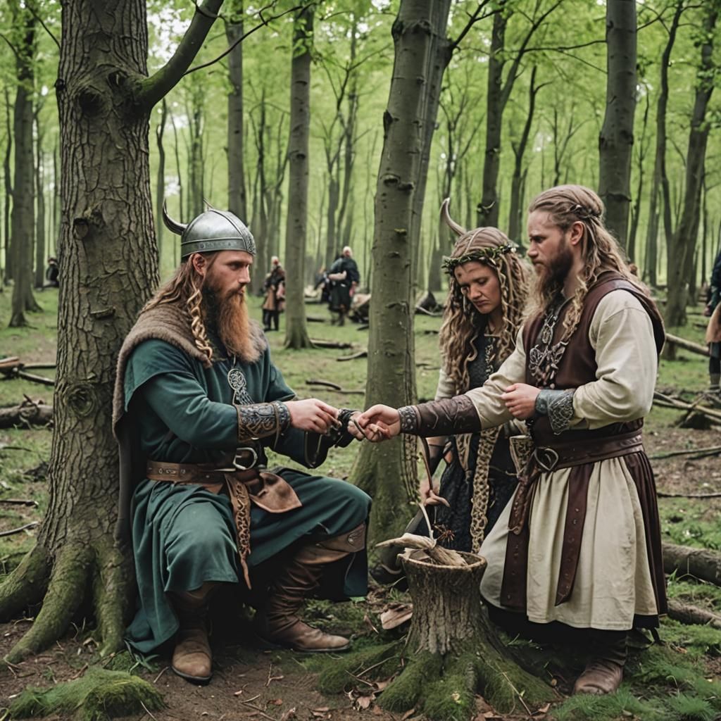 Viking Handfasting Ceremony Under Ash Tree