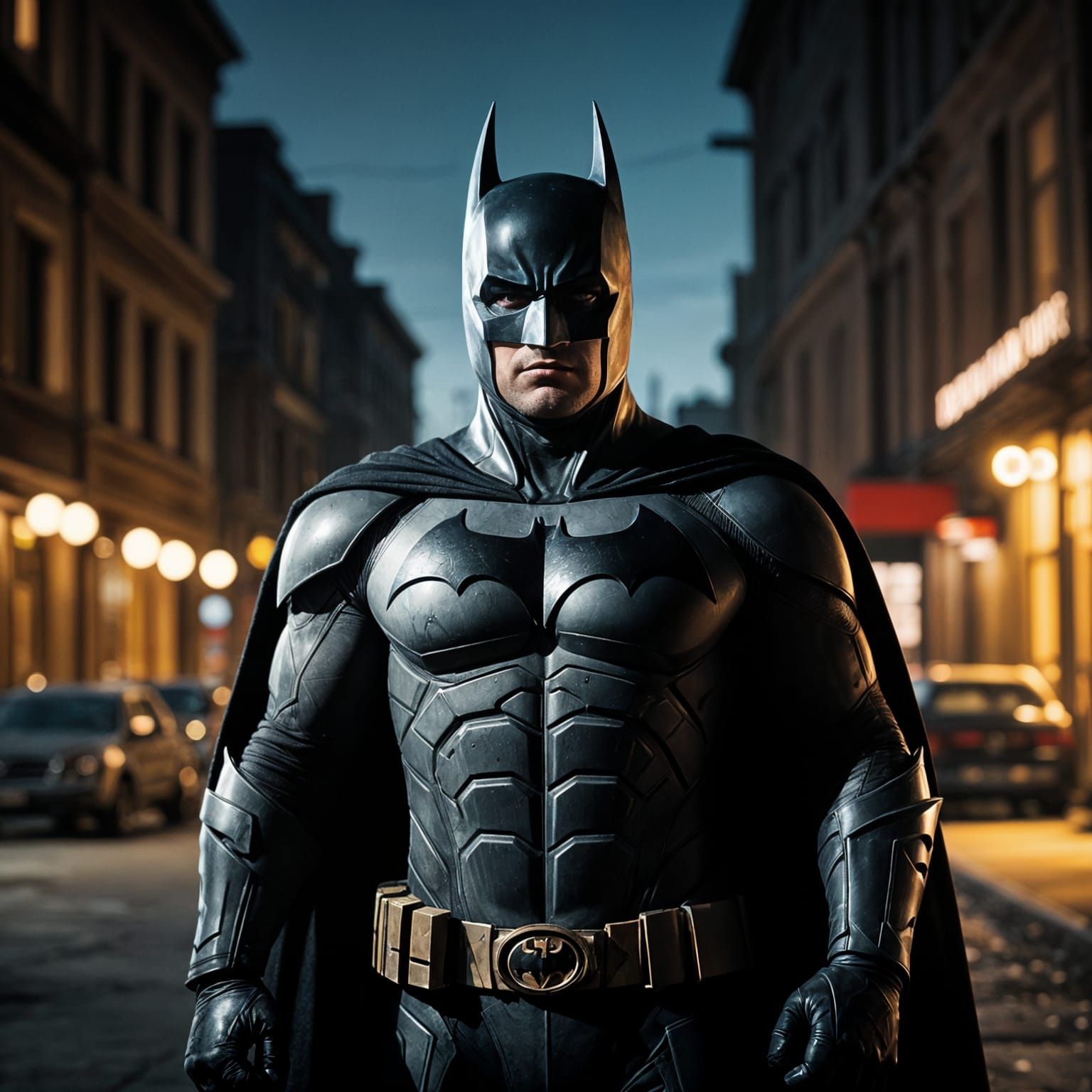 Epic Metal Body Batman Stands Strong in Cinematic Film Still
