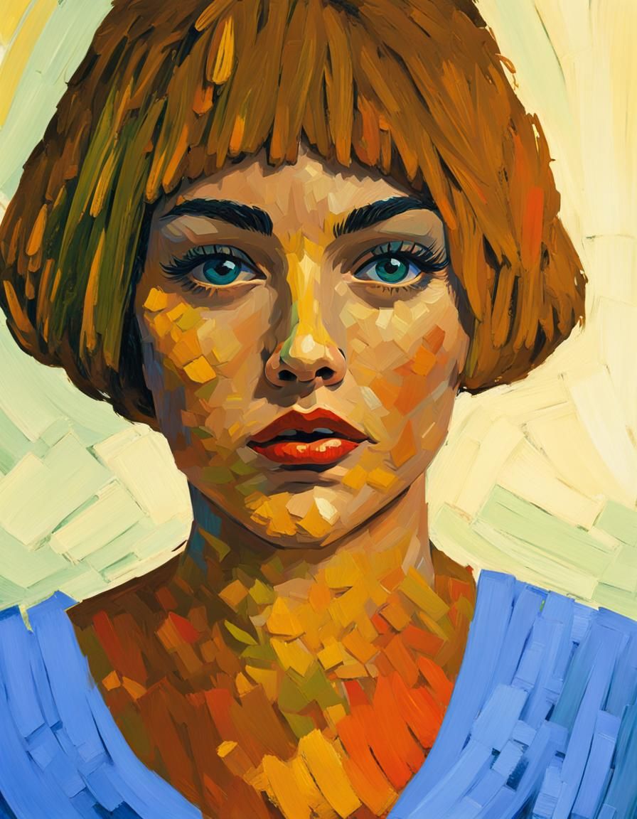 Impasto Portrait of a Woman in Post-Impressionist Style