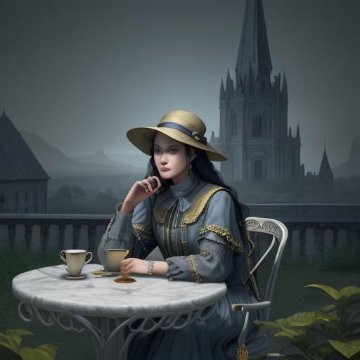 Romantic Portrait with Runes in Tonalist Style