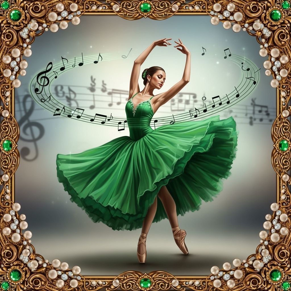 Ballerina in Green Tutu, Airbrush Illustration