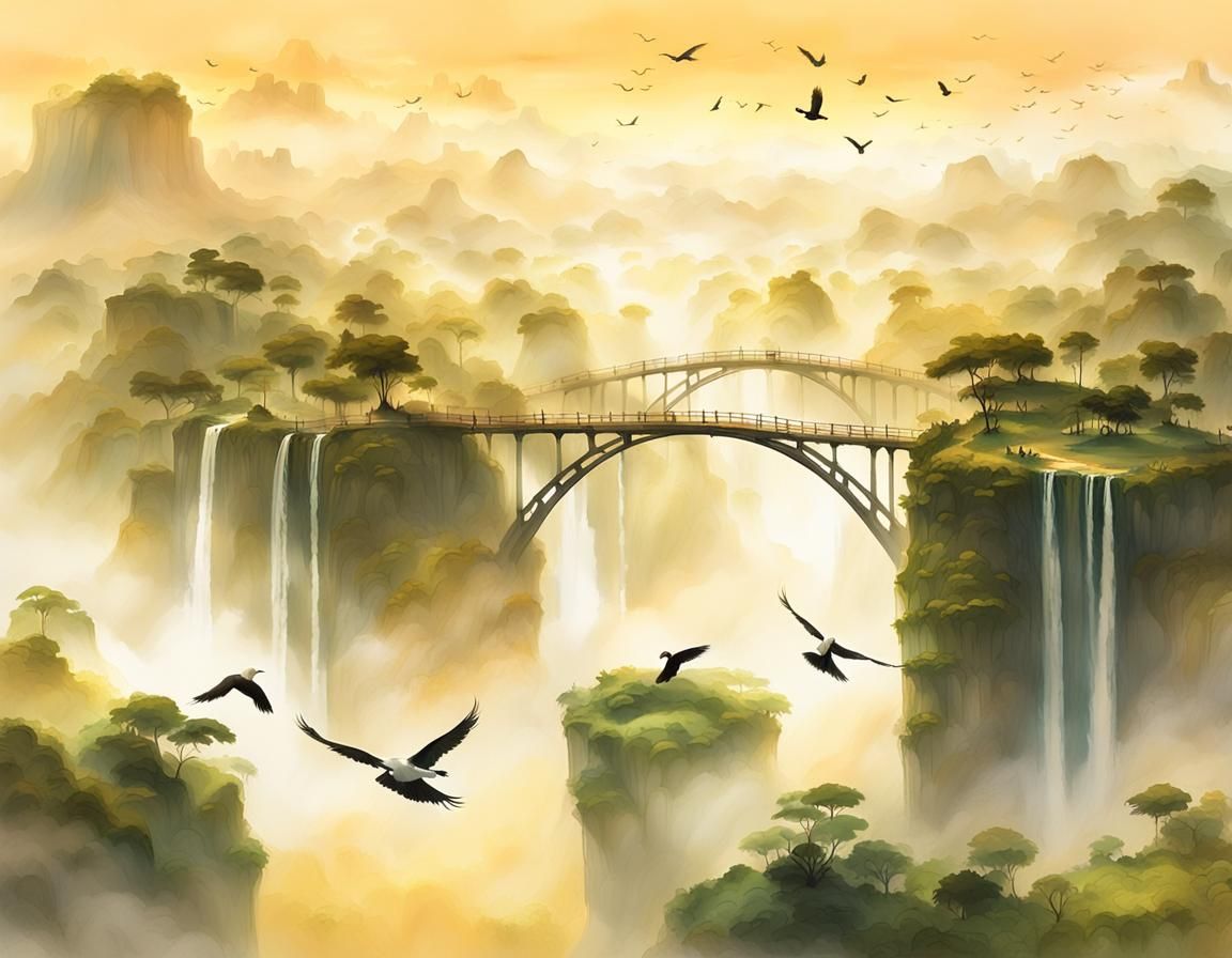 Floating Islands at Dawn: Impressionist Landscape