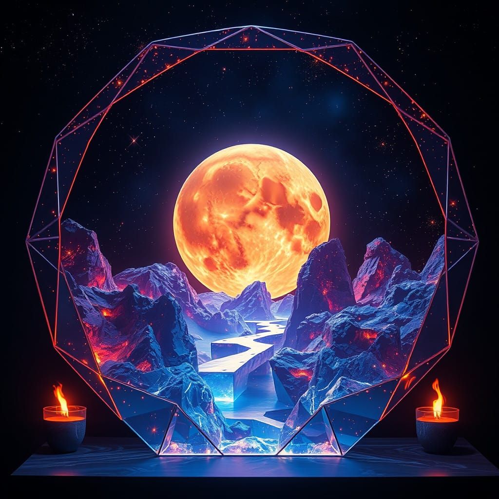 Golden Ratio of Galactic Fire in Polished Glass