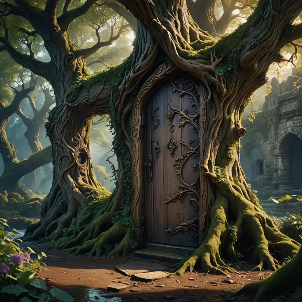 Elven Door in Ruined Castle: Fantasy Concept Art