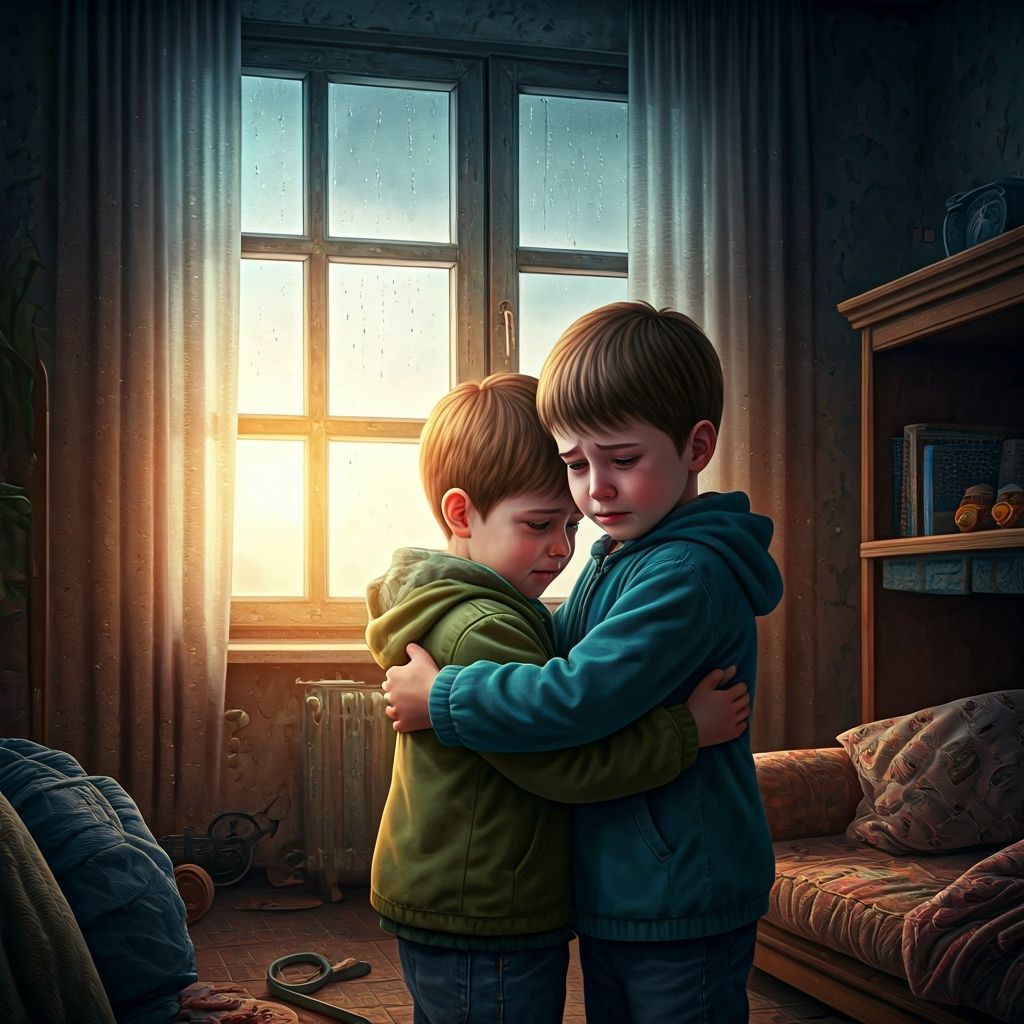 Touching Image of Siblings Comforting Each Other