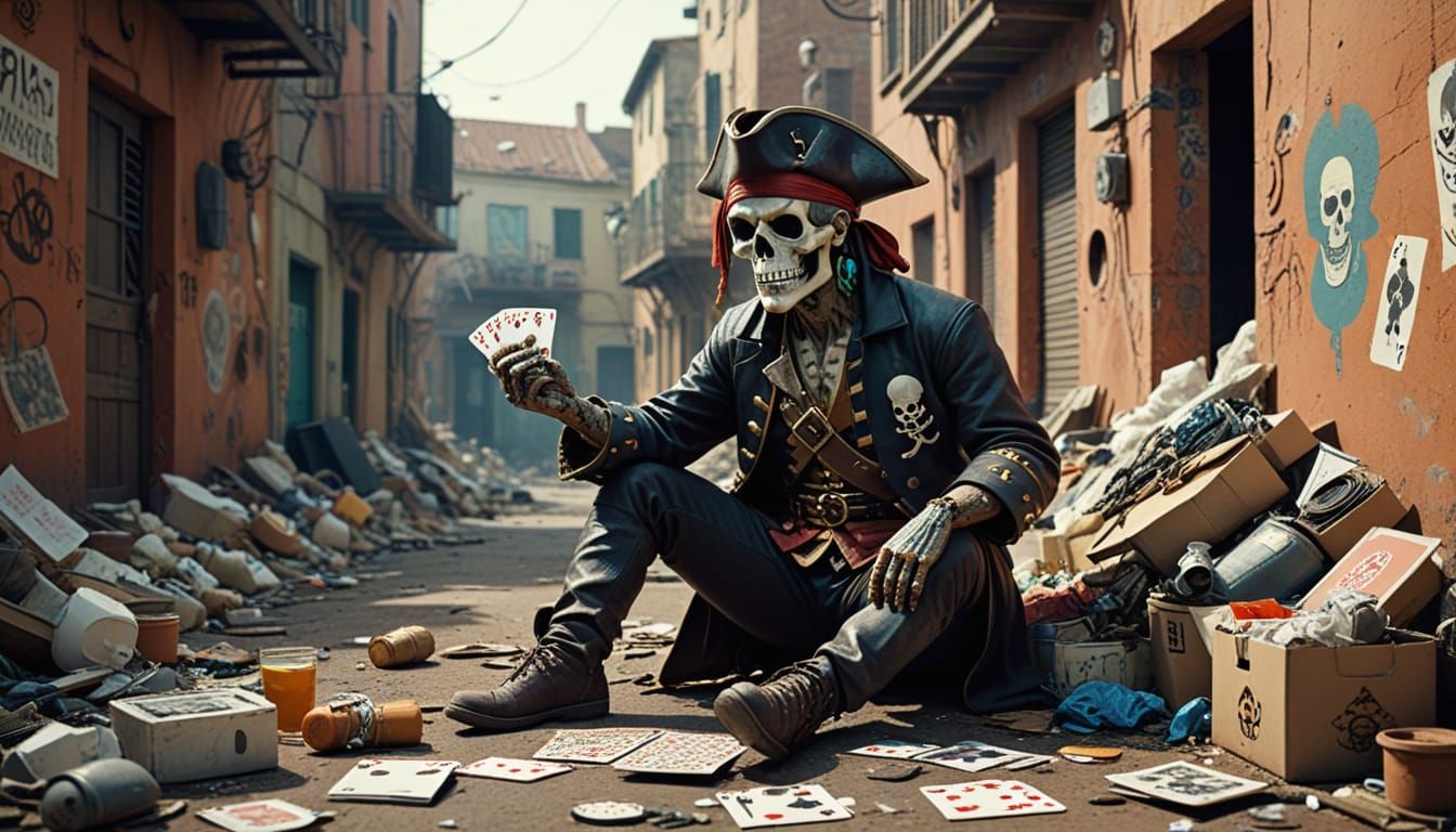 Vintage Graffiti Art: Jolly Roger Jester in Vector Style