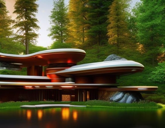 Futuristic Home In Forest