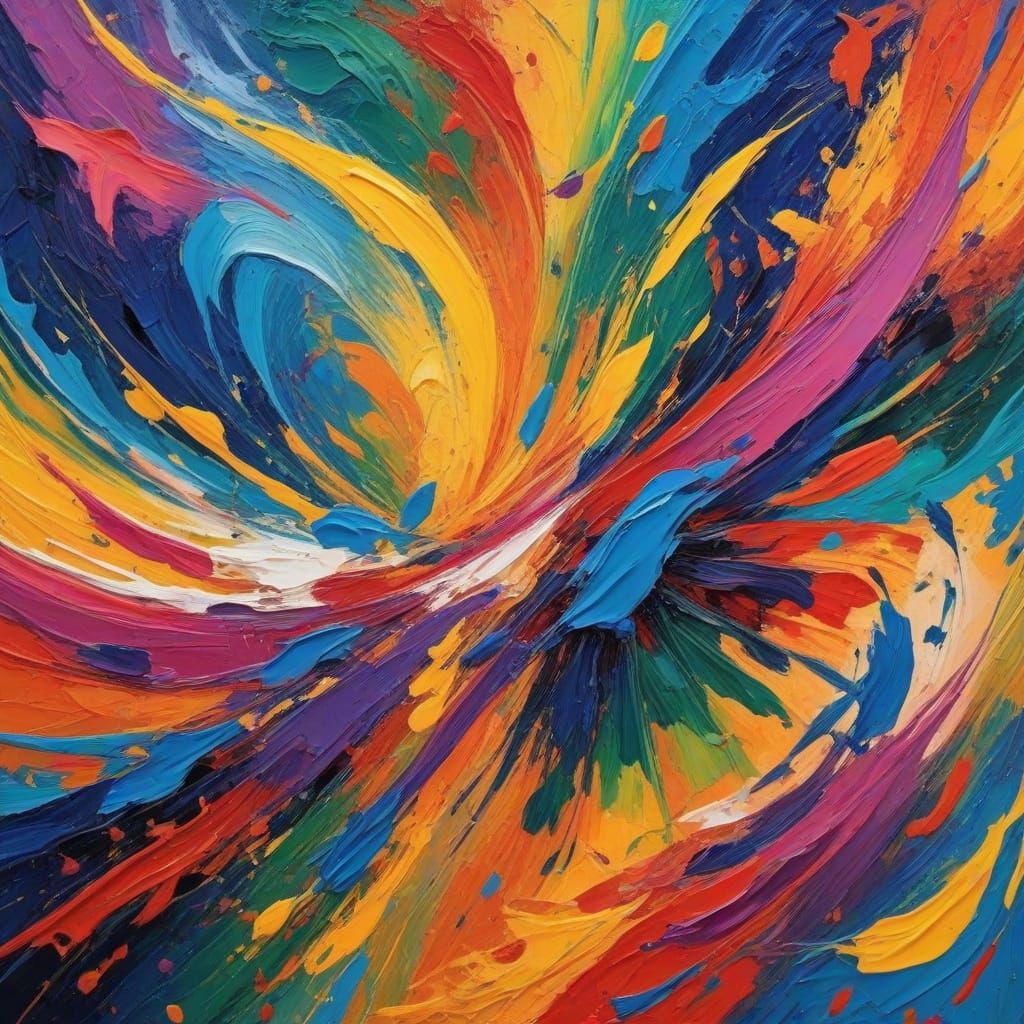 Energetic Abstract Masterpiece in Fauvist Expressionism Styl...