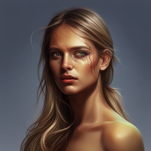 Detailed Lizard Woman Portrait in Splash Art Style