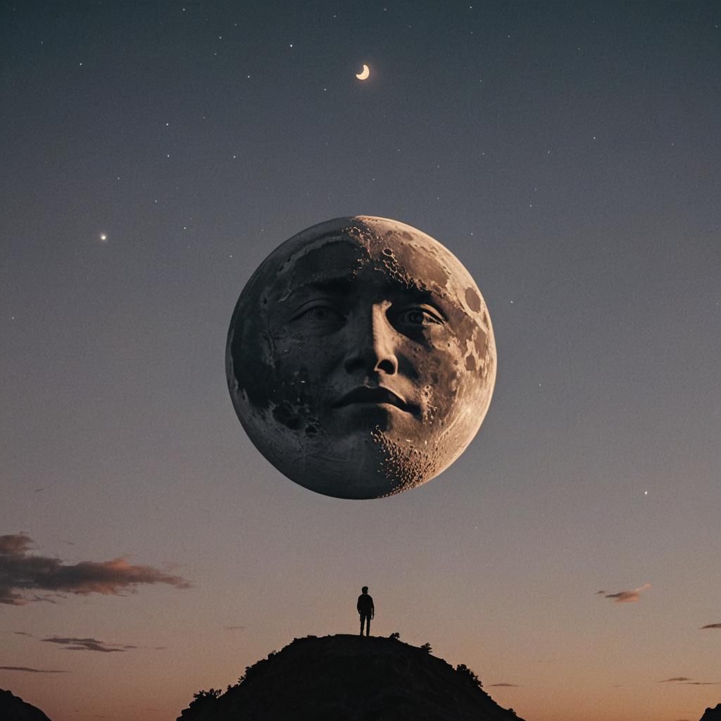 Cinematic Moon Face Film Still