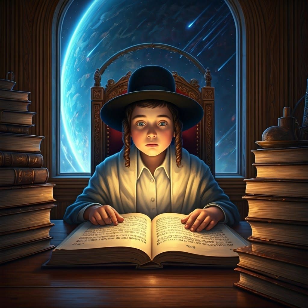 Boy's Mystical Torah Study, Fantasy Concept Art