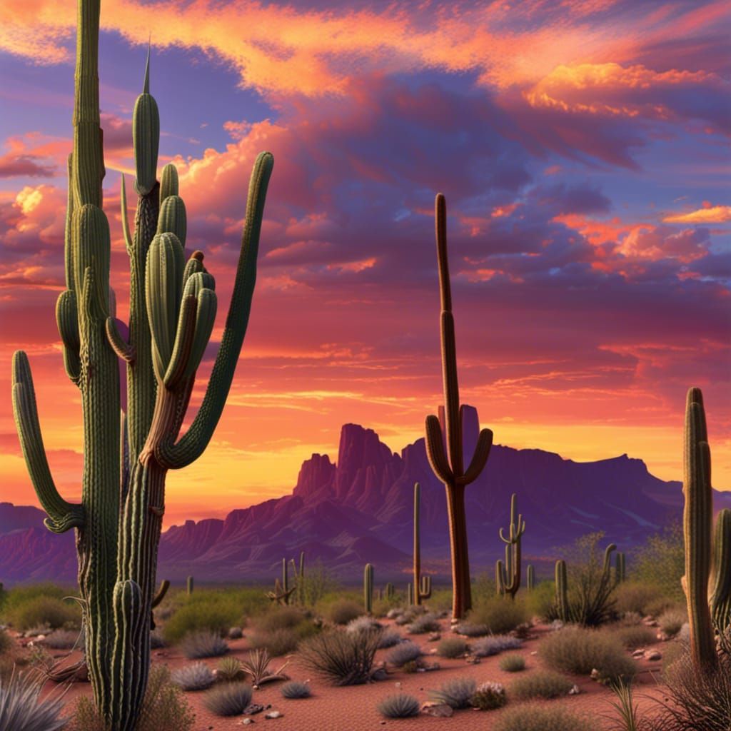 Dramatic Arizona Sunset Over Desert Landscape