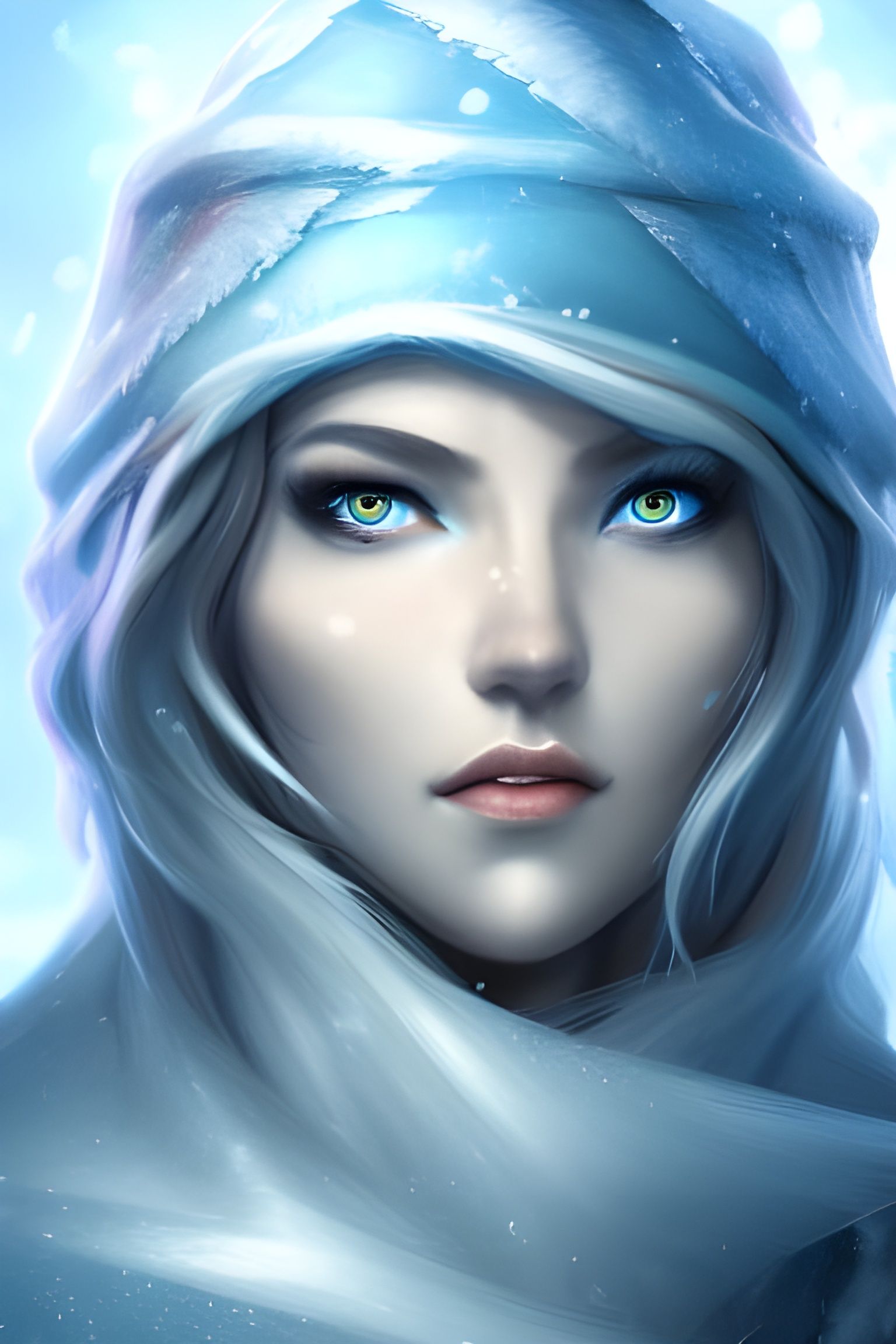 Detailed Frost Wizard Portrait in 8K Resolution