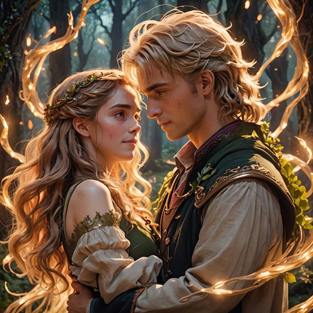 Enchanted Forest Embrace: Anime-Inspired 3D Art