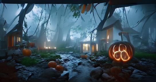 Haunted House Under Full Moon