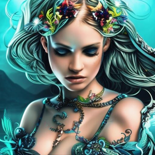 Tropical Goddess on Island: Digital Matte Painting