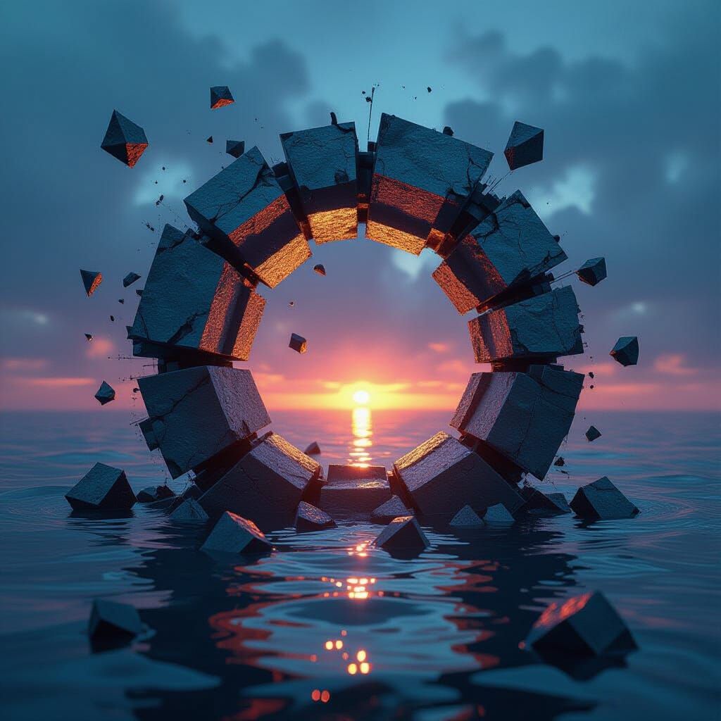 Fractured Void of Existential Dread, Surreal Digital Collage