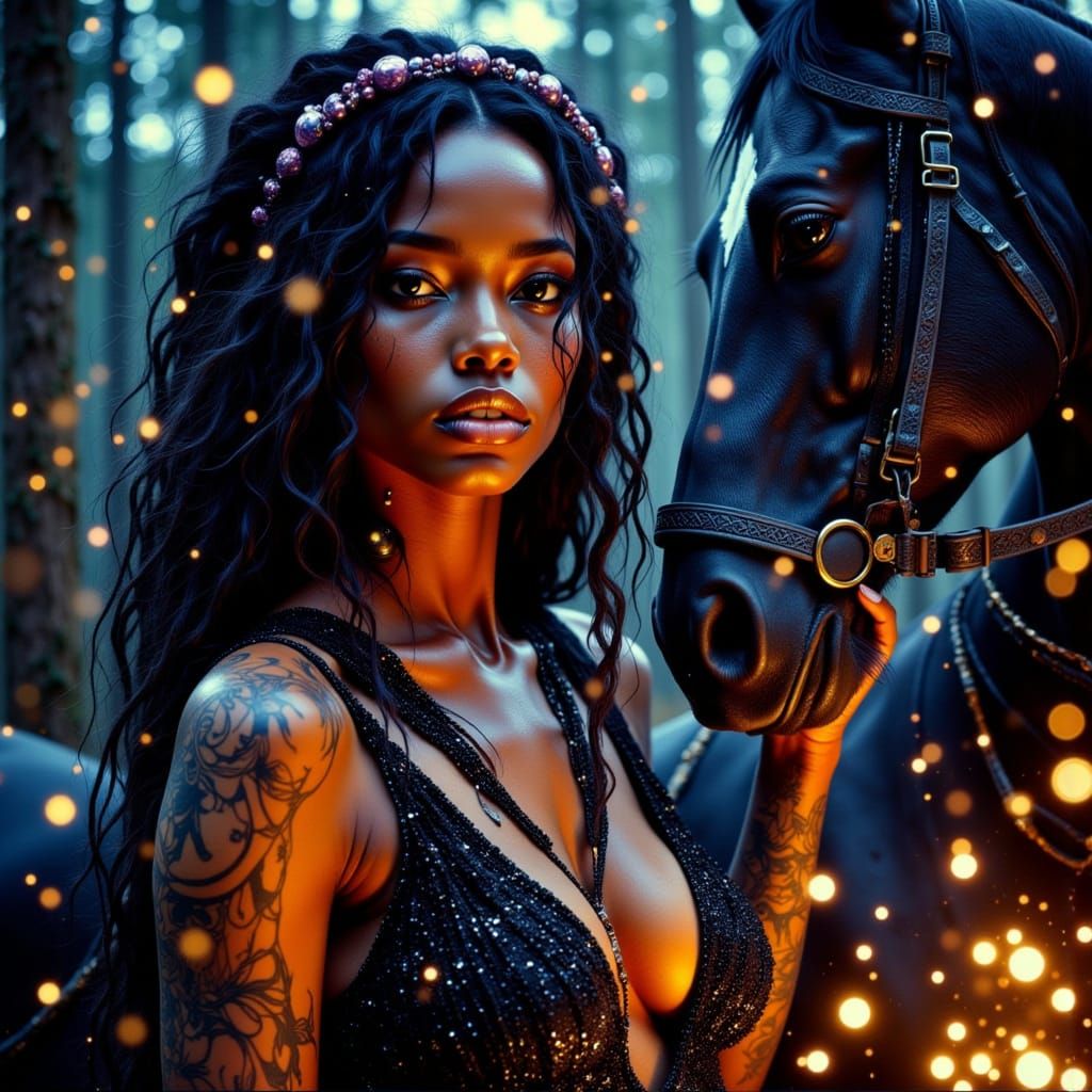 Ethereal Stallion Portrait in Dark Fantasy Style