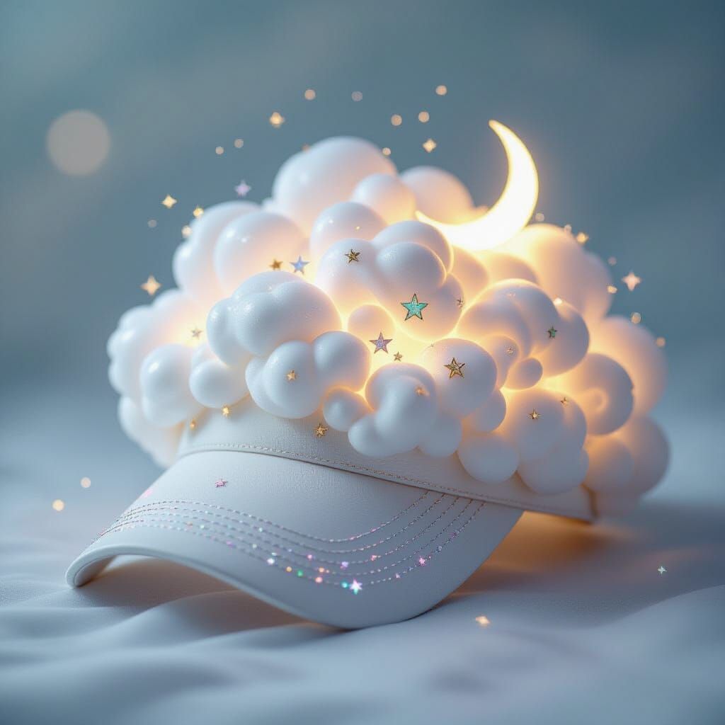 Whimsical Cloud Cap Adorned with Stars and Moon