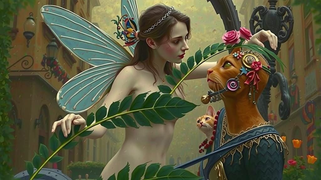 18th Century Vienna Street Scene with Fairy and Beethoven