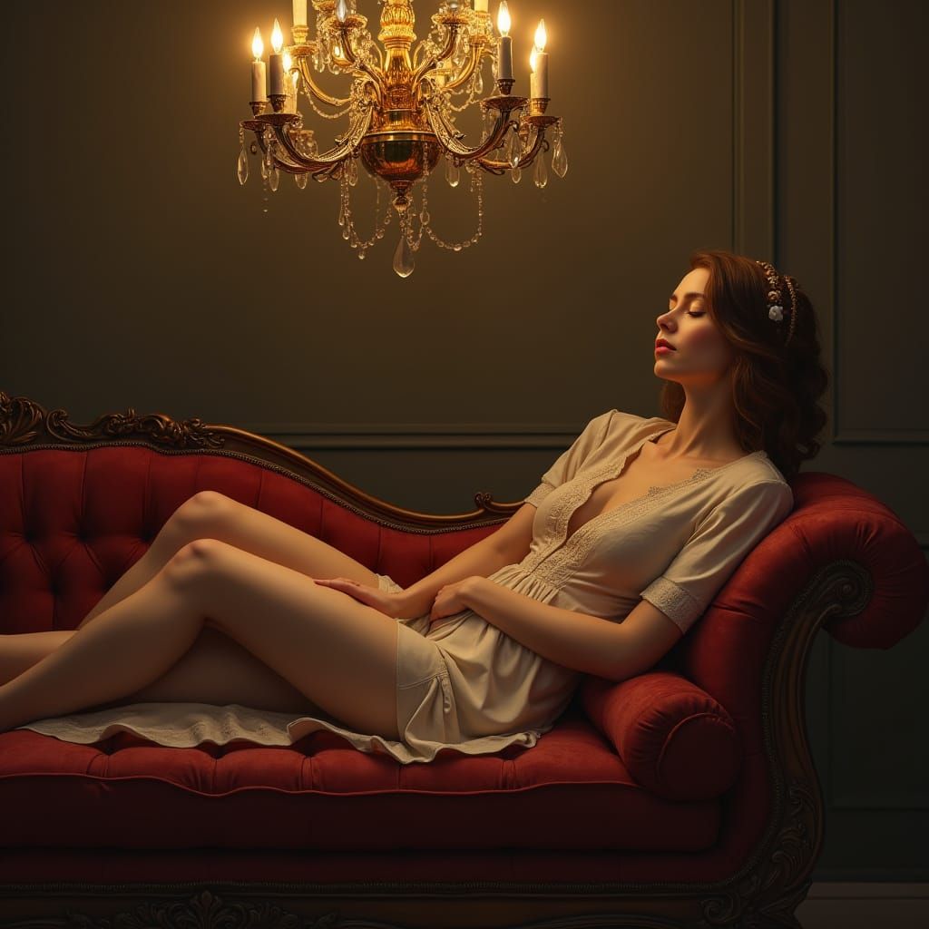 Elegant Woman in Warm Candlelight, in Photorealistic Hyperre...