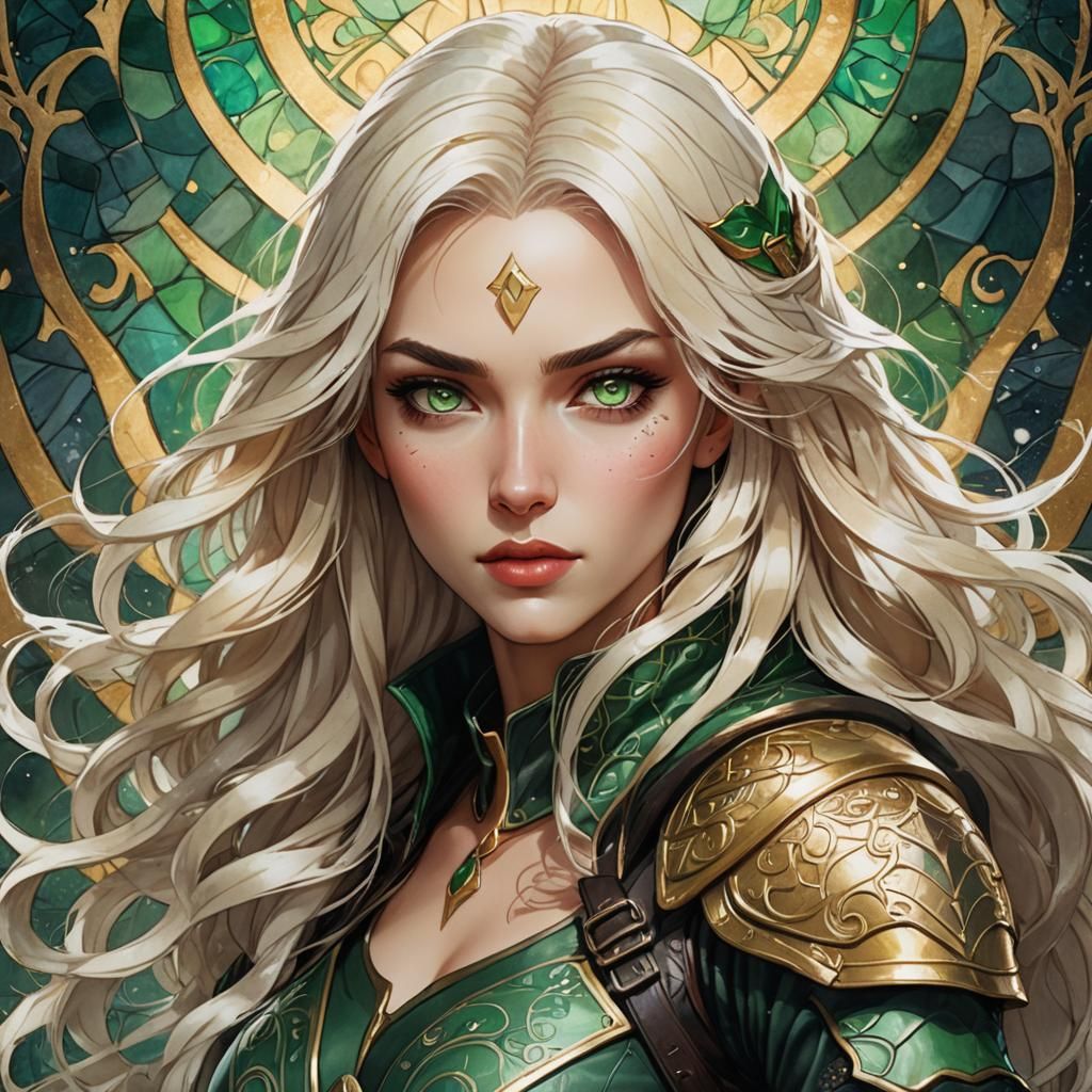 Anime Assassin with Viridian Eyes in Steampunk Mist