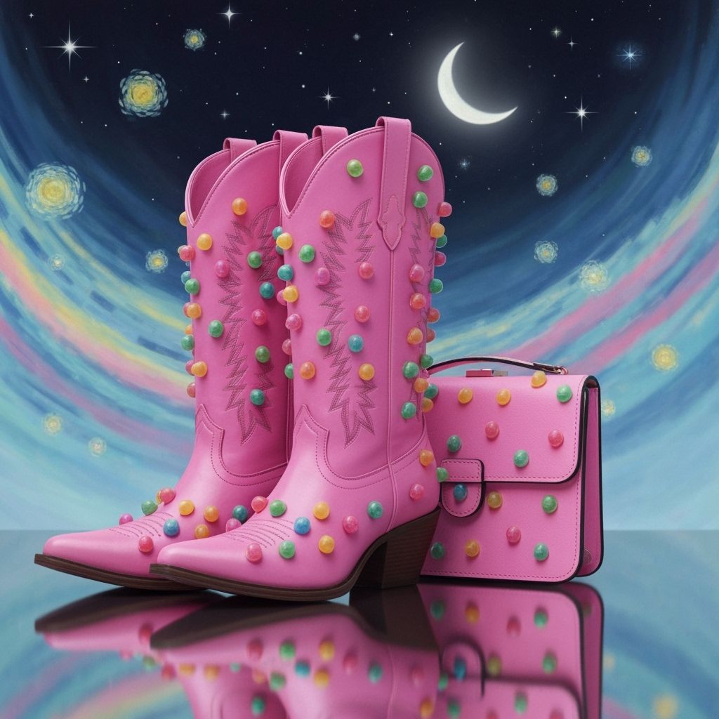 Gumdrop Cowboy Boots and Purse Fairyland Scene
