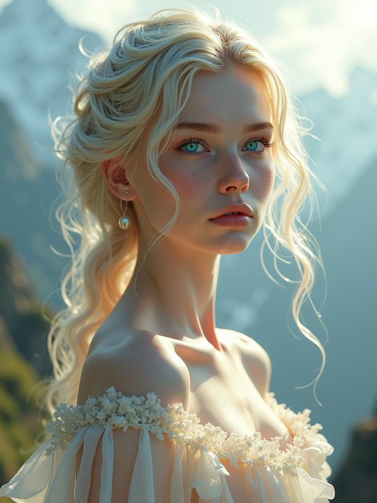 Heavenly Being in Alpine Landscape, Trending Splash Art