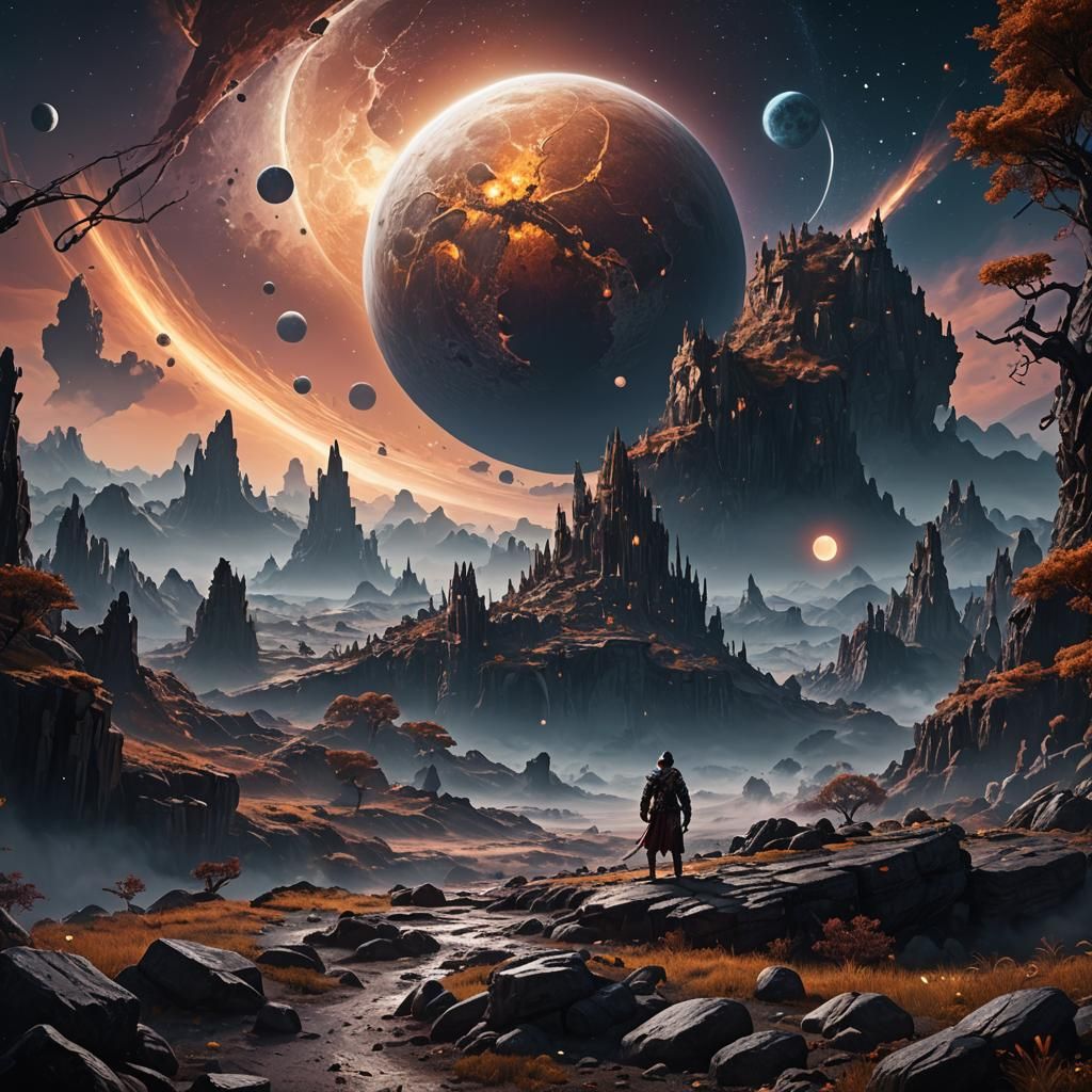 Moons Colliding with Earth: Detailed Matte Painting