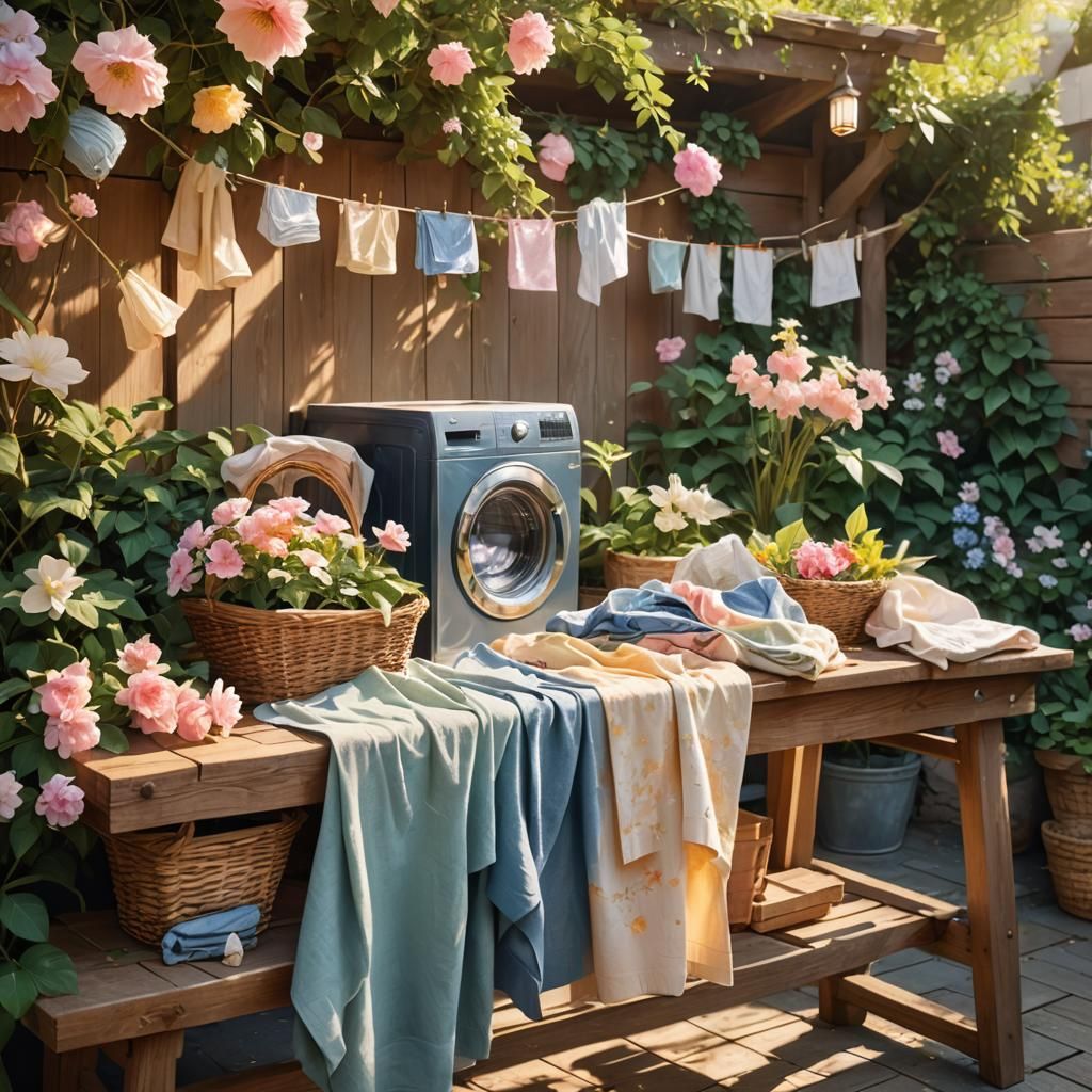 Blooming Laundry: Fantasy Concept Art in Sunlight