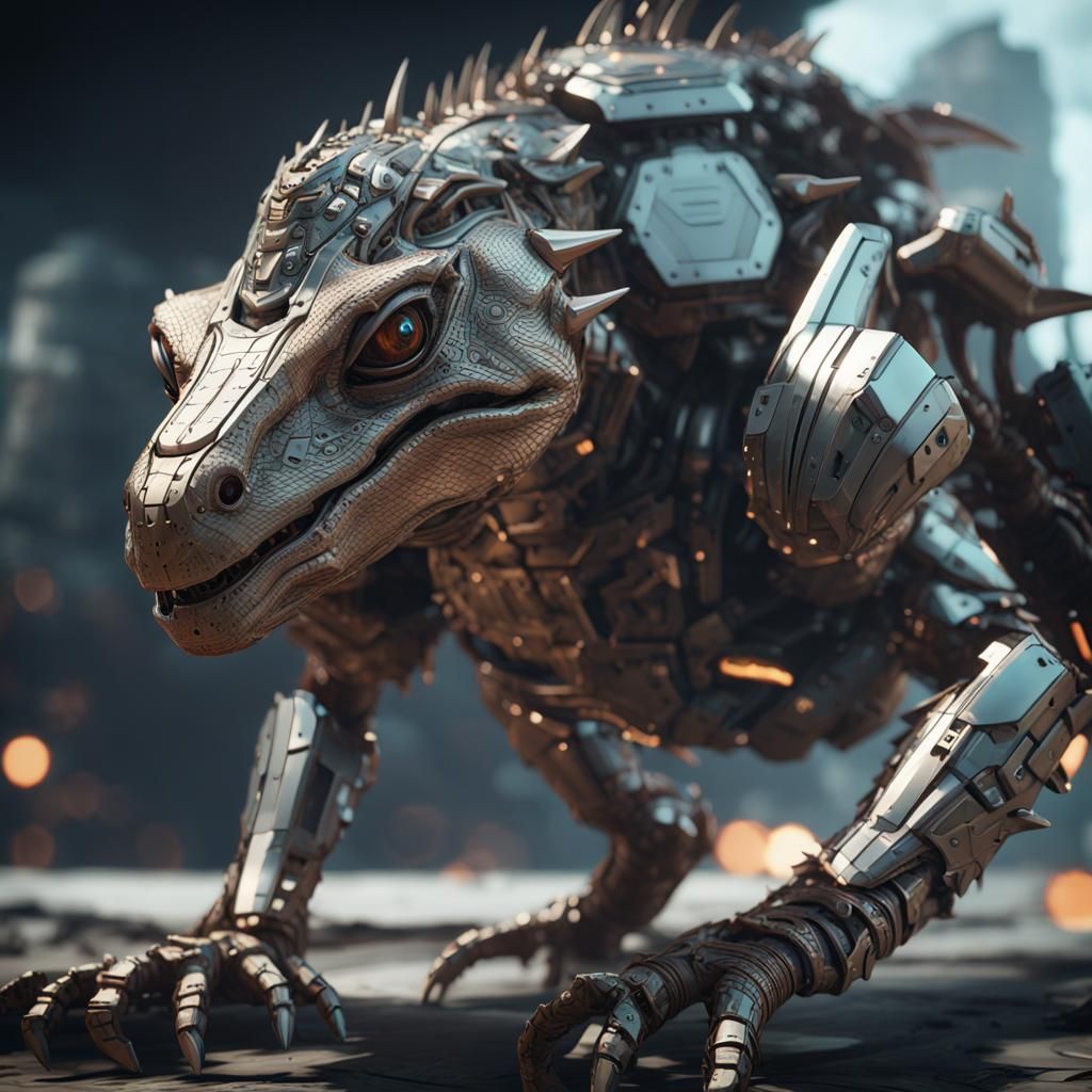 Futuristic Lizardfolk with Intricate Mech Details